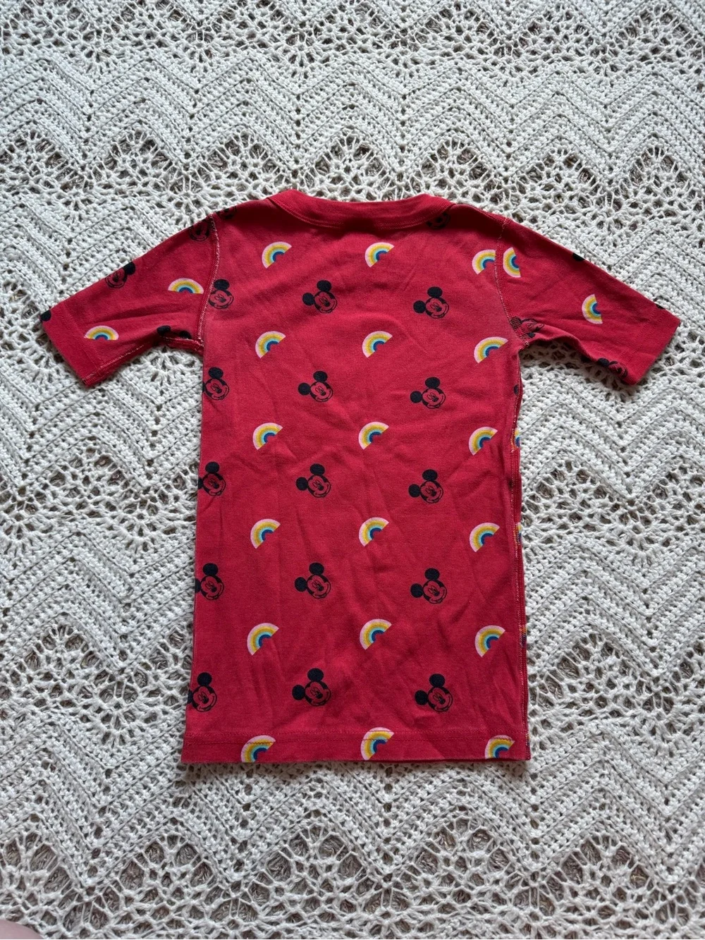 Hanna Andersson Short Sleeve Organic Pajama Set Rainbow Mickey Disney Size 6/7